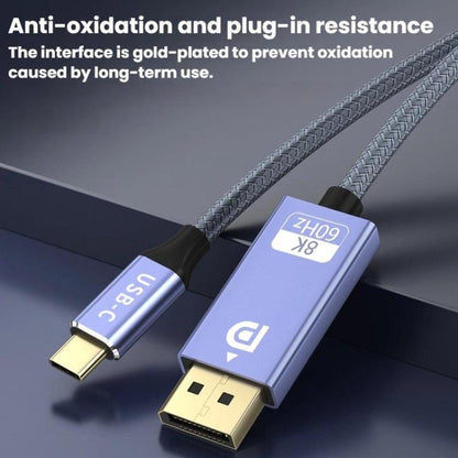Type-C To DP1.4 8K 60Hz HD Unidirectional Adapter Cable Computer Gaming Console Monitor Mobile Phone Video Connection Cable, 1m, 2m