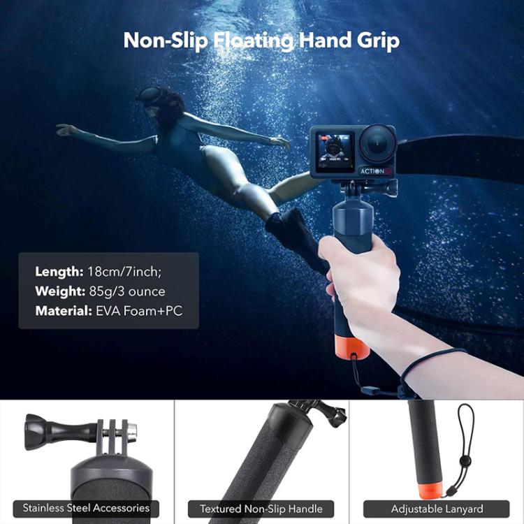 For DJI Action 5 Pro/4/3 Waterproof Diving Case with Buoyancy Float Stick Kit Includes Anti-Fog Inserts, Mounting Base, For DJI Action 5 Pro/4/3