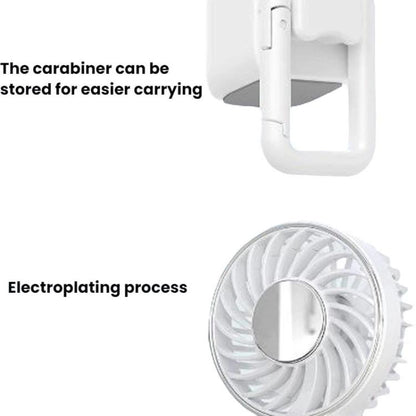 WT25 Handheld Fan With Lanyard Clip USB Desktop Silent Rechargeable Fan