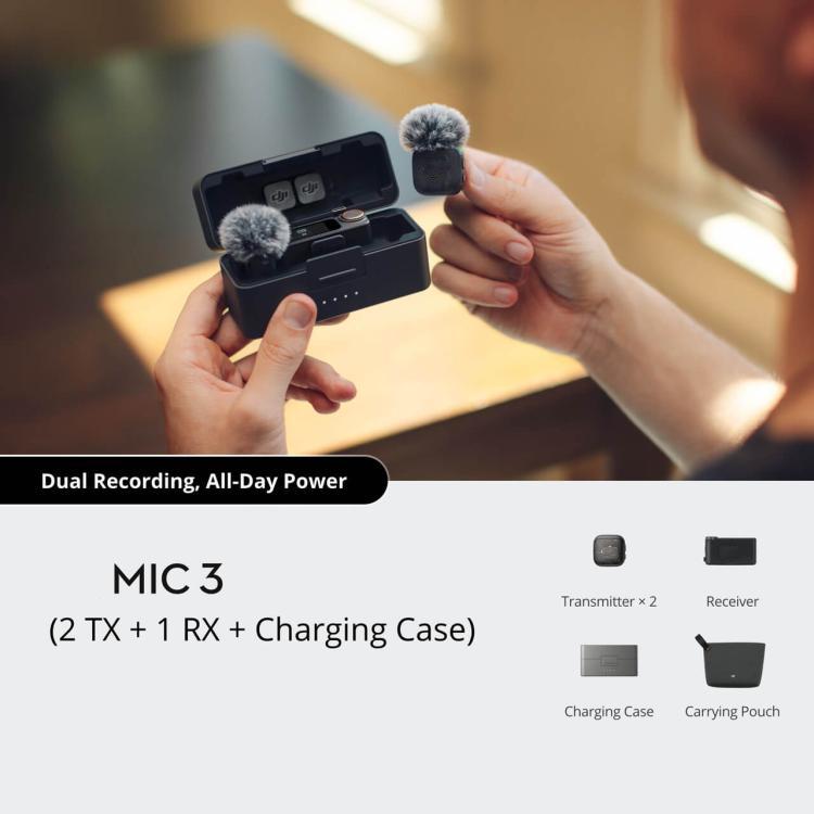 Original 1 TX + 1 RX For DJI Mic 3, 1 TX + 1 RX