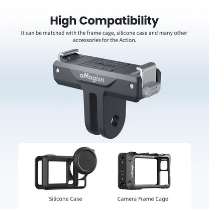 For DJI Osmo 360/Action 5 Pro/4/3 aMagisn Magnetic Quick-Release Adapter Plastic Snap-On Base, AA25