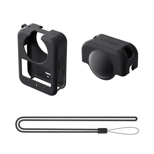 For DJI Osmo 360 Camera aMagisn Silicone Body Cover Set with Lens Cap & Neck Lanyard