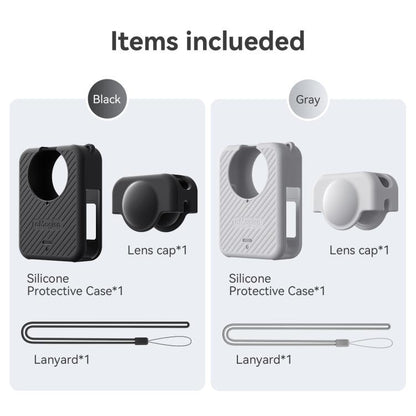 For DJI Osmo 360 Camera aMagisn Silicone Body Cover Set with Lens Cap & Neck Lanyard