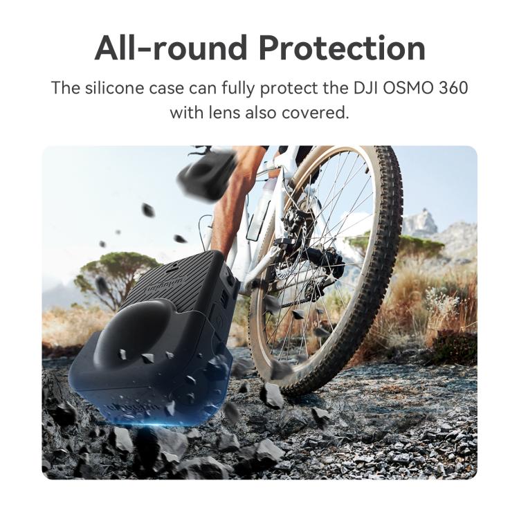 For DJI Osmo 360 Camera aMagisn Silicone Body Cover Set with Lens Cap & Neck Lanyard