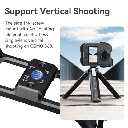 For DJI Osmo 360 AMagisn Quick-Release Metal Cage With Dual/Single Lens Caps Camera Mount Rig