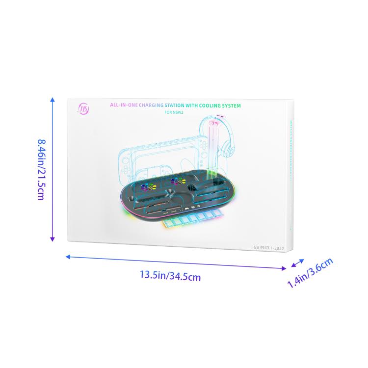 For Nintendo Switch 2 JYS NS2322 With RGB Light Charging Base Cooling Charging Storage Integrated Base