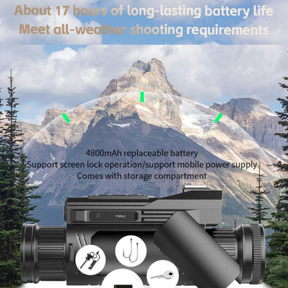 4K HD WiFi Night Vision Monocular 28X Zoom 64MP Infrared Hunting Telescope With No-Glow Recording & Animal Call Simulator, Standard, 4 In 1 Set