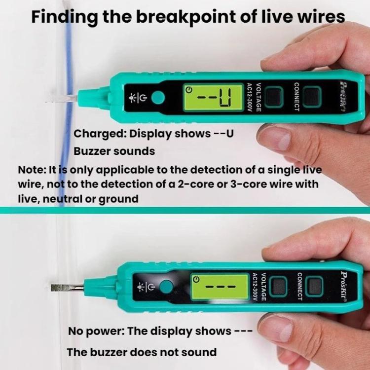 ProsKit NT-320-C Multifunctional Electrical Tester Pen Wire Break Detection Digital Display Induction Test Pen, ProsKit NT-320-C