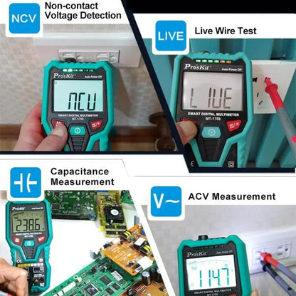 Multifunctional Burn-Proof 3 5/6 Intelligent Digital Multimeter Electrician Auto Ranging Universal Meter, MT-1708-C