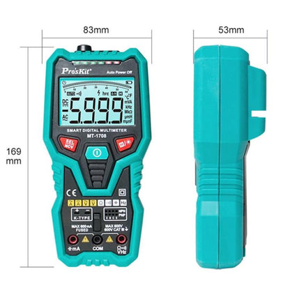 Multifunctional Burn-Proof 3 5/6 Intelligent Digital Multimeter Electrician Auto Ranging Universal Meter, MT-1708-C