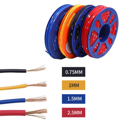 40m Automotive Pure Copper Core Insulated Wire, 0.75 Square Meters Black, 0.75 Square Meters Red, 0.75 Square Meters Blue, 0.75 Square Meters Yellow, 0.75 Square Meters Green, 1 Square Meters Yellow, 1 Square Meters Red, 1 Square Meters Green