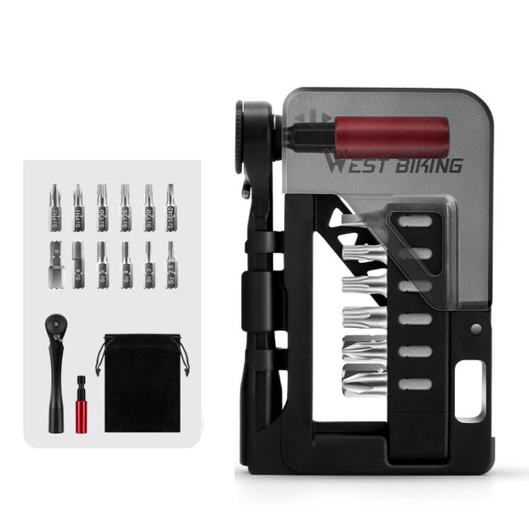 WEST BIKING 12-in-1 Two-Way Ratchet Wrench Set with Magnetic Quick-Release Extension Bar Bike Repair Tool Kit