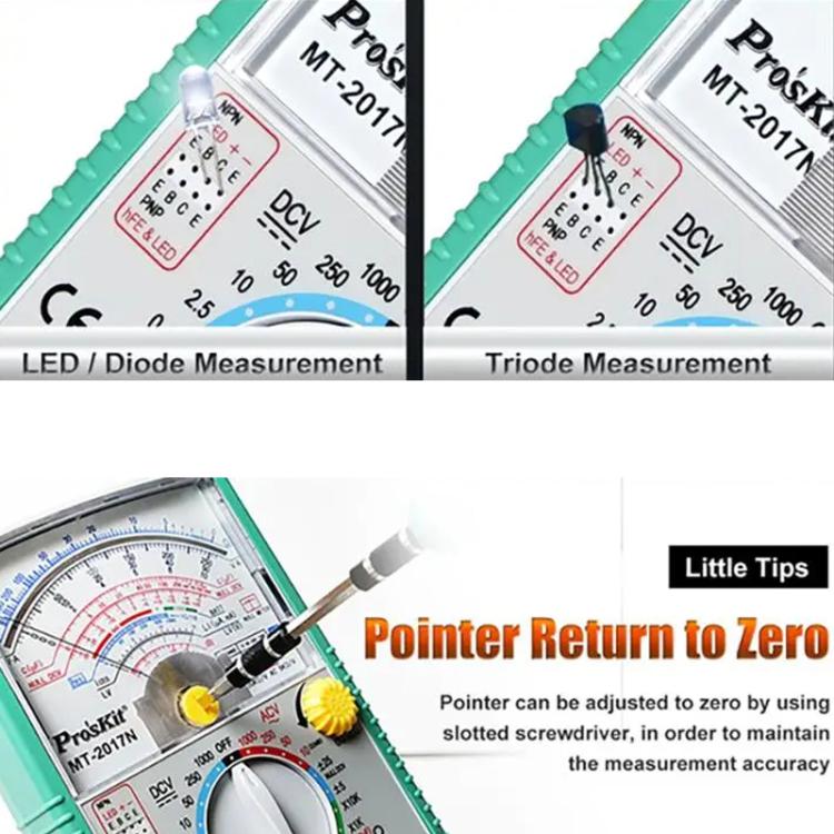 Analog Multimeter 26 Range Misoperation-Proof Burn-Proof Electrical Meter, ProsKit MT-2017N