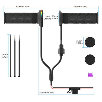 WUPP Rainbow Light Heated Motorcycle Handlebar Grips With Memory Function, CS-2147A2