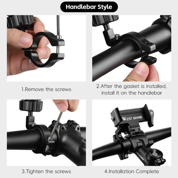 WEST BIKING Bicycle Phone Mount Aluminum Alloy Road / Mountain Bike Navigation Holder, Handlebar Black, Handlebar Silver, Handlebar Red, Stem Black, Stem Silver, Stem Red