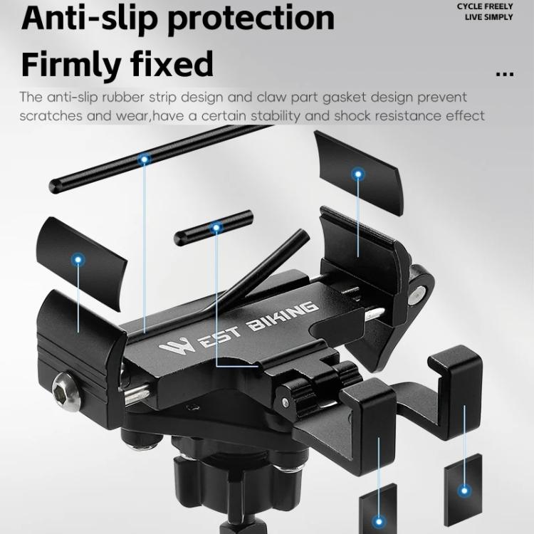 WEST BIKING Bicycle Phone Mount Aluminum Alloy Road / Mountain Bike Navigation Holder, Handlebar Black, Handlebar Silver, Handlebar Red, Stem Black, Stem Silver, Stem Red