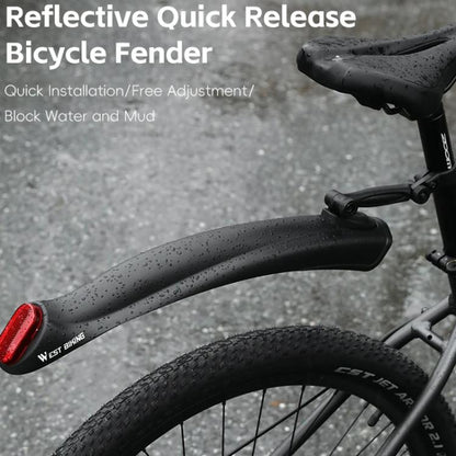 WEST BIKING Quick-Release Mountain Bike Fenders Set Reflective Front & Rear Mudguards for MTB
