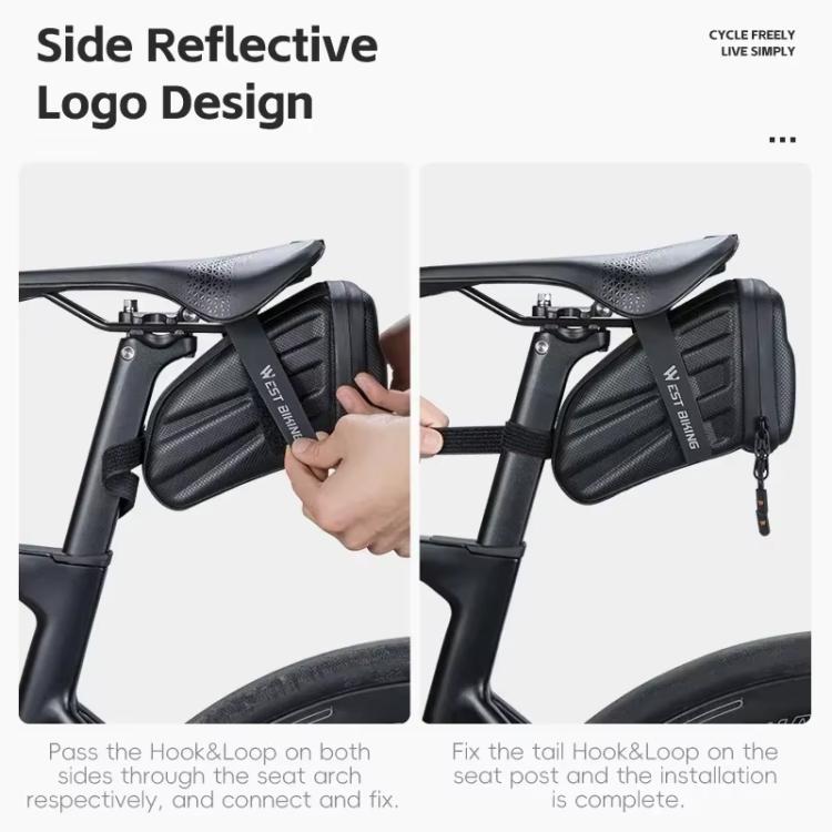 WEST BIKING Hard Shell Bike Saddle Bag Cycling Seat Pack with Reflective Strips & Tail Light Mount, YP0707395
