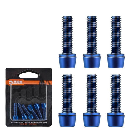 WEST BIKING  6pcs /Pack M5x18mm Titanium-Coated Bike Stem Screws for Mountain Bicycles