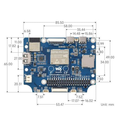 WAVESHARE 31523 ESP32-P4 Touch Circular LCD Screen Development Board, ESP32-P4-WIFI6-Touch-LCD-3.4C, ESP32-P4-WIFI6-Touch-LCD-4C