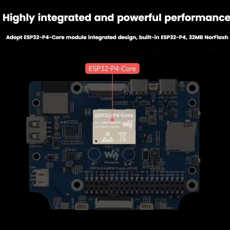 WAVESHARE 31523 ESP32-P4 Touch Circular LCD Screen Development Board, ESP32-P4-WIFI6-Touch-LCD-3.4C, ESP32-P4-WIFI6-Touch-LCD-4C