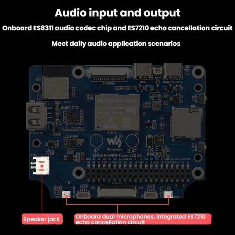 WAVESHARE 31523 ESP32-P4 Touch Circular LCD Screen Development Board, ESP32-P4-WIFI6-Touch-LCD-3.4C, ESP32-P4-WIFI6-Touch-LCD-4C