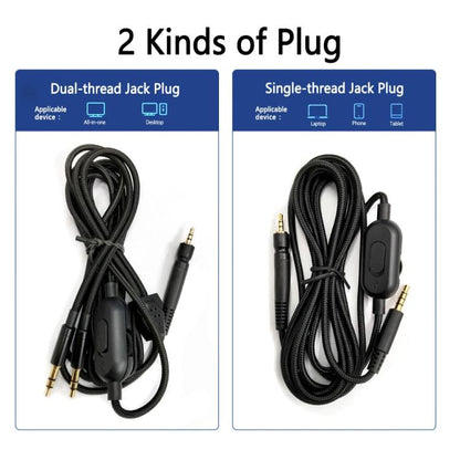 2m Tuning Edition Headphone Cable For Sennheiser GAME ONE / GAME ZERO / PC 373D / GSP350 / GSP500 / GSP600, Single Plug, Dual Plug