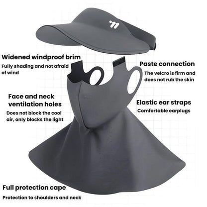 WEST BIKING 3 In 1 UV-Protective Cooling Mesh Breathable Detachable Sun Hat Face Mask Neck Scarf, One Size