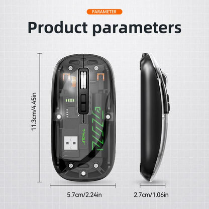 T-WOLF X11 Transparent Wireless Mouse Dual Mode 2.4G+Bluetooth, USB-C Rechargeable with Magnetic Cover