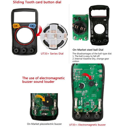 Palm Size Multimeter With Backlit LCD Display, 600V 10A AC/DC Voltage Tester, UNI-T UT33A+, UNI-T UT33B+, UNI-T UT33C+, UNI-T UT33D+