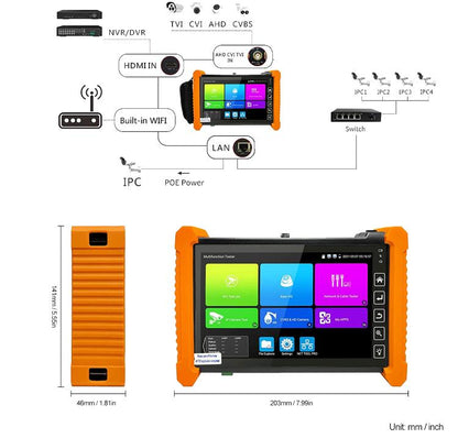 IPC-7100 Video Surveillance Tester Multi-Functional Engineering Tester, US Plug, EU Plug, UK Plug, AU Plug
