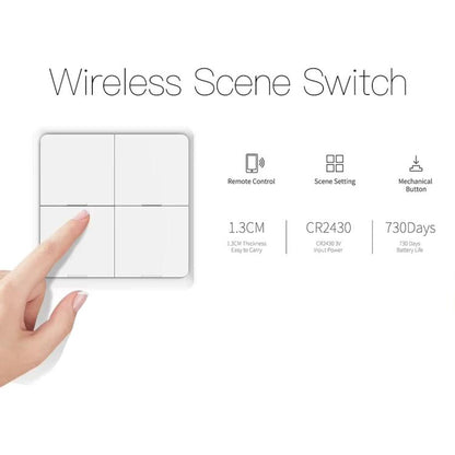 Graffiti Smart Home Wireless Scene Switch APP Timer 4-Button Adhesive Smart Switch, 4-Buttons