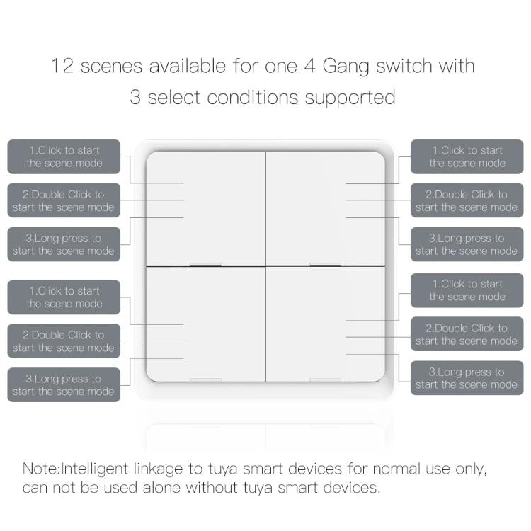 Graffiti Smart Home Wireless Scene Switch APP Timer 4-Button Adhesive Smart Switch, 4-Buttons