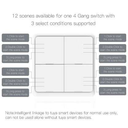 Graffiti Smart Home Wireless Scene Switch APP Timer 4-Button Adhesive Smart Switch, 4-Buttons
