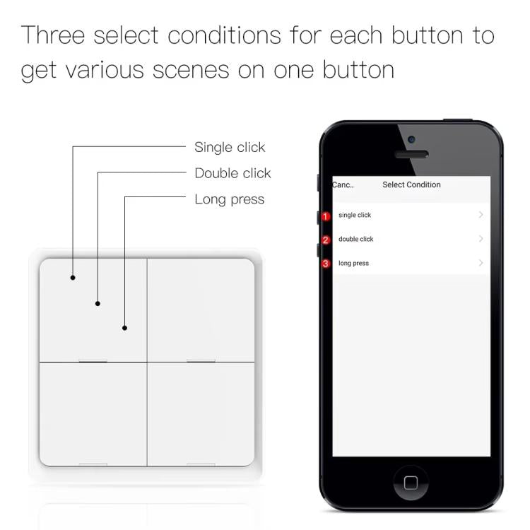 Graffiti Smart Home Wireless Scene Switch APP Timer 4-Button Adhesive Smart Switch, 4-Buttons