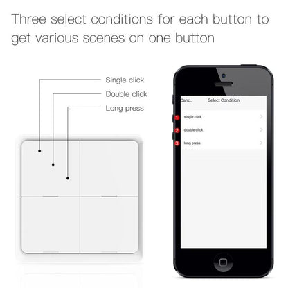 Graffiti Smart Home Wireless Scene Switch APP Timer 4-Button Adhesive Smart Switch, 4-Buttons