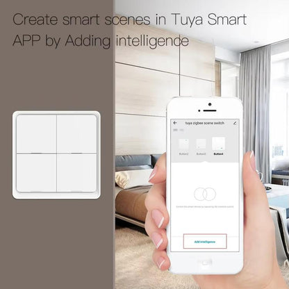 Graffiti Smart Home Wireless Scene Switch APP Timer 4-Button Adhesive Smart Switch, 4-Buttons