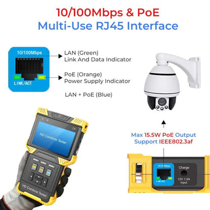 DT-T71 Network Engineering Tester Coaxial AHD/CVI/TVI Video Surveillance Tester, EU Plug, US Plug, UK Plug, AU Plug