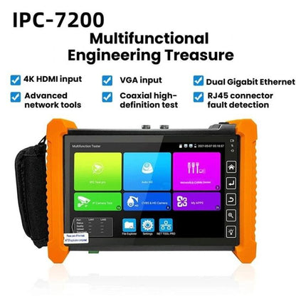 IPC-7200 7 Inch Network Coaxial AHD/CVI/TVI/SDI Video Surveillance Tester, US Plug, EU Plug, UK Plug, AU Plug