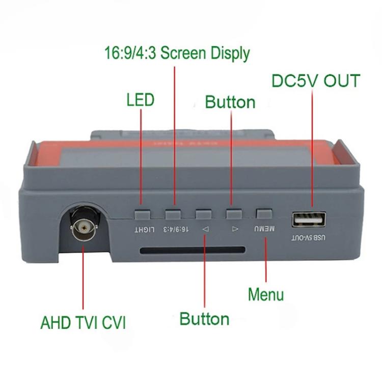 5300ACT 5 Inch HD Surveillance Tester Analog/Coaxial AHD/TVI/CVI Supports 8MP Engineering Tool, US Plug, EU Plug, UK Plug, AU Plug