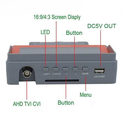 5300ACT 5 Inch HD Surveillance Tester Analog/Coaxial AHD/TVI/CVI Supports 8MP Engineering Tool, US Plug, EU Plug, UK Plug, AU Plug