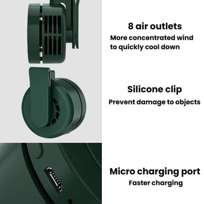 F10 3 Speed Clip-On Quiet Fan USB Mini Desktop Handheld Fan