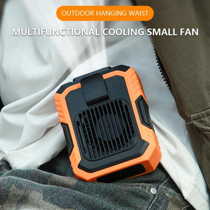 Rechargeable Waist-Mounted Clip Fan With 3-Speed Settings & LED Flashlight Hands-Free Cooling For Construction, Outdoor Work, Hiking, F49 Orange, F49 Green