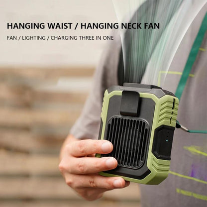 Rechargeable Waist-Mounted Clip Fan With 3-Speed Settings & LED Flashlight Hands-Free Cooling For Construction, Outdoor Work, Hiking, F49 Orange, F49 Green