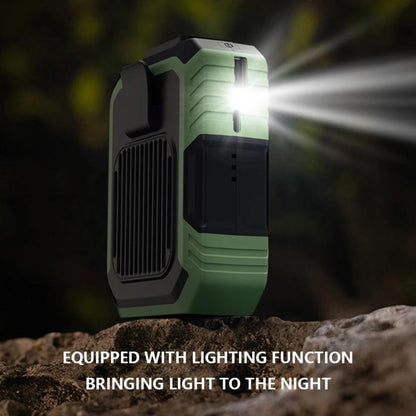 Rechargeable Waist-Mounted Clip Fan With 3-Speed Settings & LED Flashlight Hands-Free Cooling For Construction, Outdoor Work, Hiking, F49 Orange, F49 Green