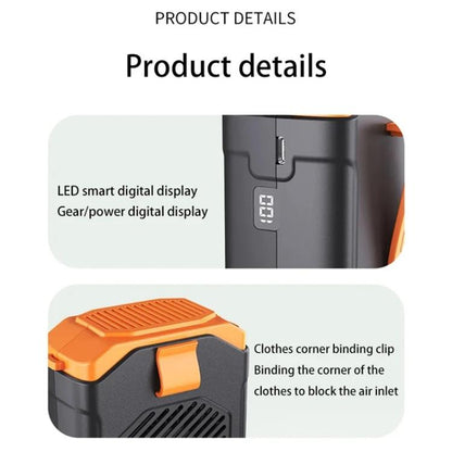 F31 Rechargeable Waist-Mounted Clip Fan With 5-Speed Adjustable Airflow, Stand & Flashlight, F31 Green, F31 Orange