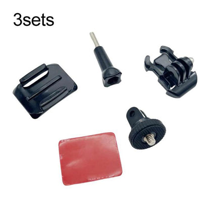 3sets 1/4 Screw Adapter Quick-Release Base Motorcycle Helmet Accessory Base, Arc Shape, Plane