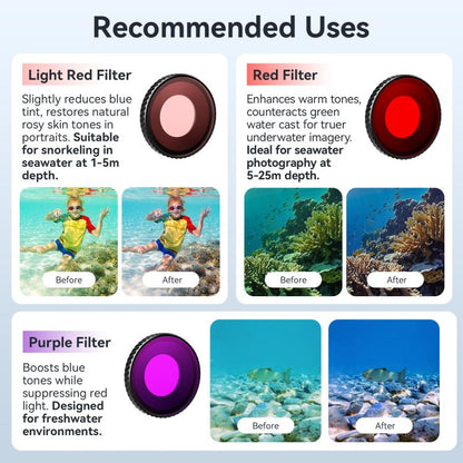 For DJI Osmo Action 5 Pro / Action 4 aMagisn Anti-Fog Dive Filter Lens Seamlessly Adapted To Waterproof Cases