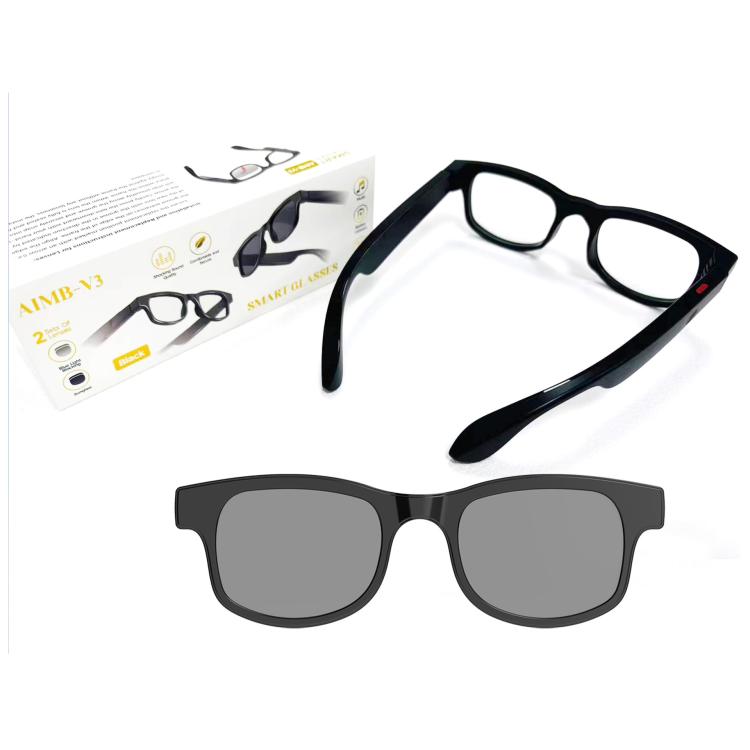 AIMB-V3 Smart Glasses With Interchangeable Sunglasses + Blue Light Blocking Lenses, AIMB-V3