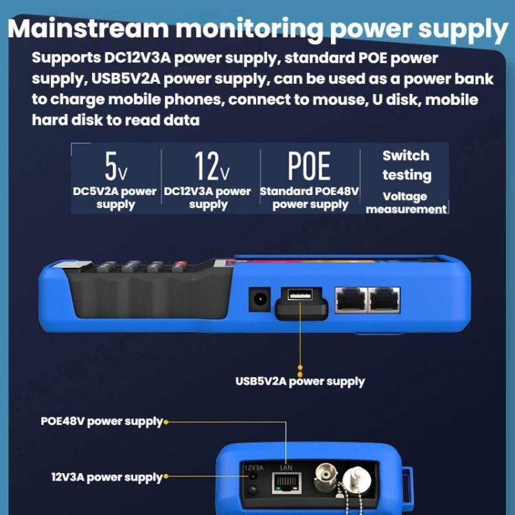IPC9310Plus-N 4.5 Inch Engineering Tester Network Analog Coaxial Video Surveillance Tester, US Plug, EU Plug, UK Plug, AU Plug